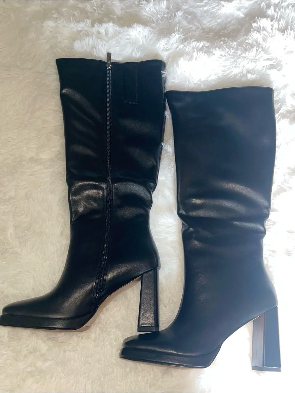 Sleek Black Over-the-Knee Block Heel Boots